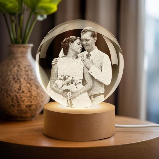 Personalized Crystal Ball Night Light  Custom Photo Keepsake