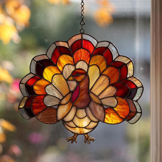Thanksgiving Turkey Suncatcher: Acrylic Fall Window Decor