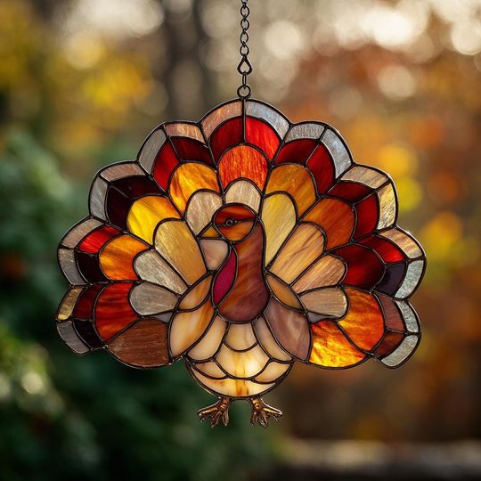 Thanksgiving Turkey Suncatcher: Acrylic Fall Window Decor