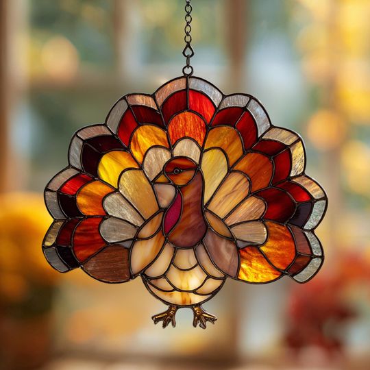 Thanksgiving Turkey Suncatcher: Acrylic Fall Window Decor