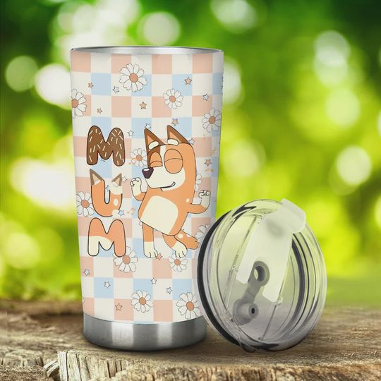 Personalized BlueyDad Mum Tumbler, Cute Floral BlueyDad Family Mug, Mothers Day Gift, Custom Gift for Mum, Mom Birthday Present
