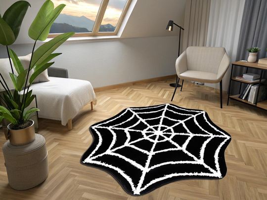 Spider Web Halloween Rug: Soft Bamboo, Funny Bedroom Decor