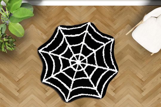 Spider Web Halloween Rug: Soft Bamboo, Funny Bedroom Decor