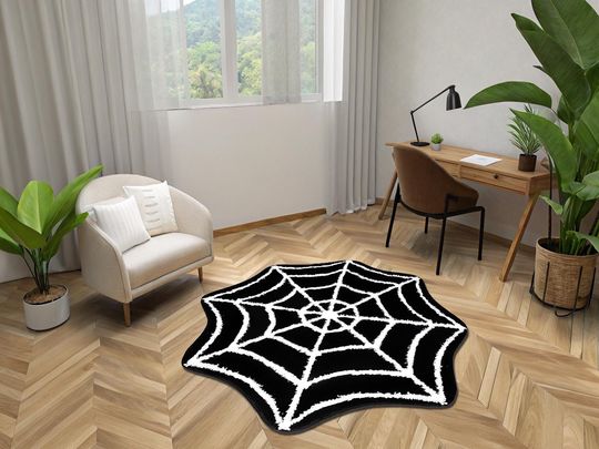 Spider Web Halloween Rug: Soft Bamboo, Funny Bedroom Decor
