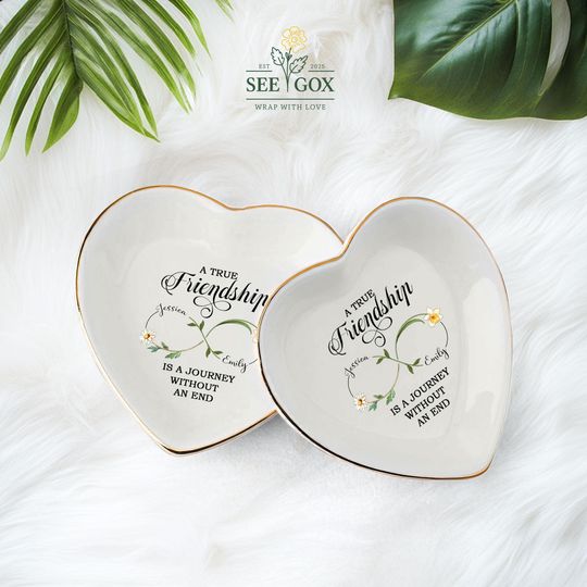 Personalized Best Friend Jewelry Dish, Birth Flower Jewelry Dish, Gift Group Friends