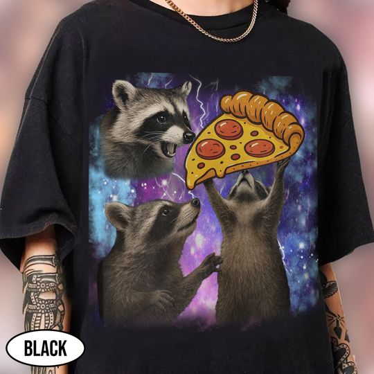 Vintage Three Raccoons Pizza Shirt, Funny Raccoon Bootleg Shirt, Pizza Lover Shirt, Retro Foodie Shirt, Unique Pizza Lover Gift