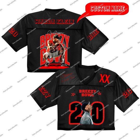 Custom Chris Breezy Brown Bowl 20 Jersey Croptop - Unique Graphic Tee with Chris Brown Artwork, Chris Brown Fan Gift, Chris Brown Jerse