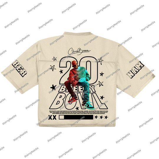 Chris Brown Tour Crop Top Mix Mesh Jersey, Custom Breezy Brown Tour Football Jersey, Breezy Brown Crop Top, Chris Brown Breezy Bowl Jersey