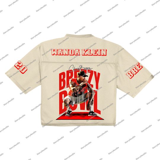 Custom Chris Breezy Brown Bowl 20 Jersey Croptop - Unique Graphic Tee with Chris Brown Artwork, Chris Brown Fan Gift, Chris Brown Jerse