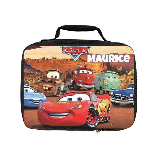 Car Lunch Bag - Back to School - Personalized Name, Insulated Lunch Tote, Kids Lunch Box, School Supplies Organizer, Kids Snack Bag