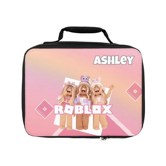 Roblox Lunch Bag Personalized Name for Girls - Roblox Theme, School Lunch Tote, Kids Lunchbox, Insulated Lunch Sack, Custom Lunch Bag
