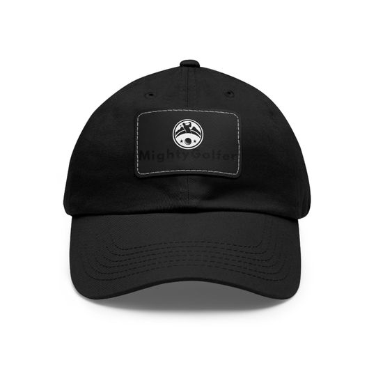 Mighty Golfer Dad Hat with Leather Patch - Dad Gift - Father's Day Gift