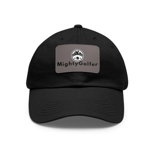 Mighty Golfer Dad Hat with Leather Patch - Dad Gift - Father's Day Gift