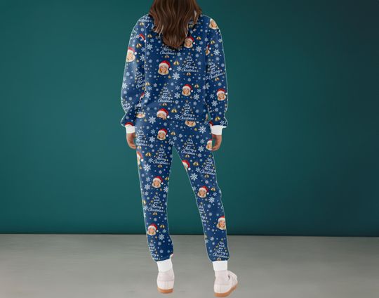 Custom Photo Coral Fleece Pajama Set, Personalized Face Lounge Set