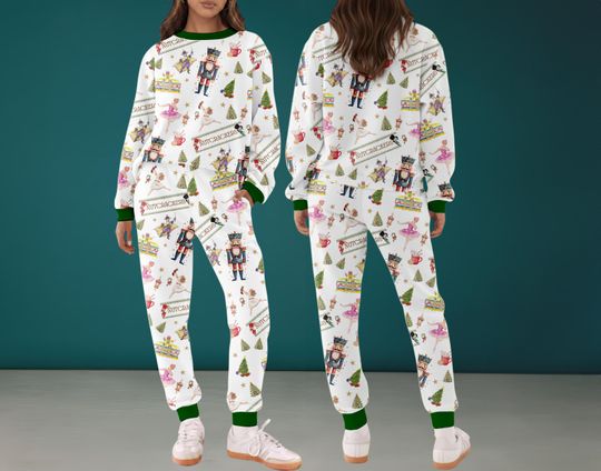 Nutcracker Christmas Silky Satin Pajama Set For Women And Kids