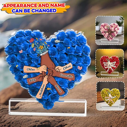 Custom Family Gift,Custom Flower Acrylic Block Gift,Best Mom Ever,Gift For Mom,House Warming Gift,Personalize Family Sign Gift,Gift For Love