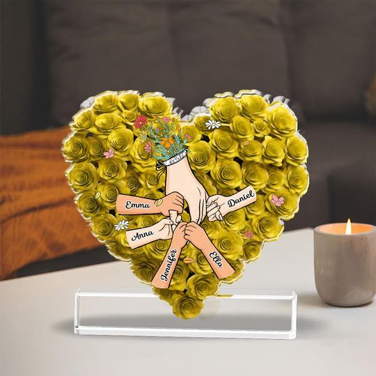 Custom Family Gift,Custom Flower Acrylic Block Gift,Best Mom Ever,Gift For Mom,House Warming Gift,Personalize Family Sign Gift,Gift For Love