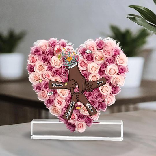 Custom Family Gift,Custom Flower Acrylic Block Gift,Best Mom Ever,Gift For Mom,House Warming Gift,Personalize Family Sign Gift,Gift For Love
