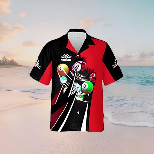 Personalized Billiard Hawaiian 3D Shirt, Custom Name Retro Matching Billiard Team Gift