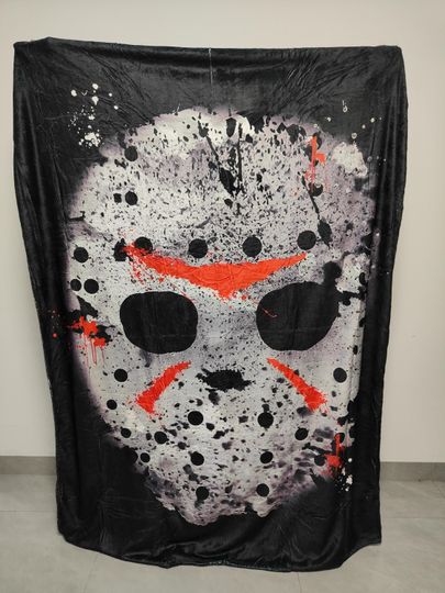 Jason Mask Fleece Throw Blanket: Horror Movie Decor