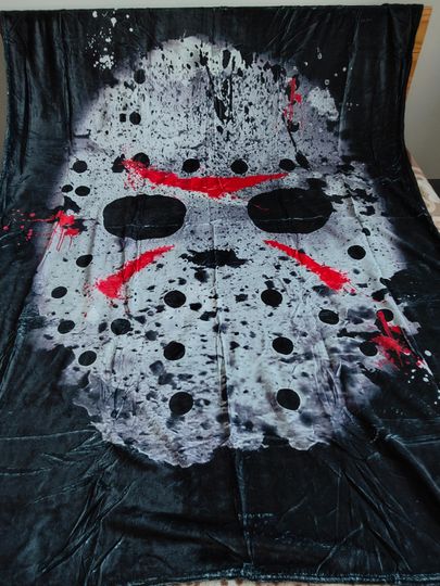 Jason Mask Fleece Throw Blanket: Horror Movie Decor