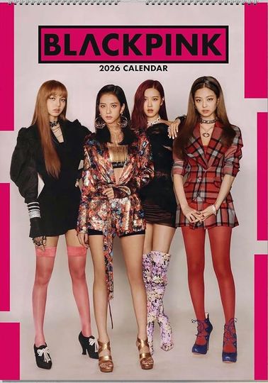 2026 Black Pink Wall Calendar