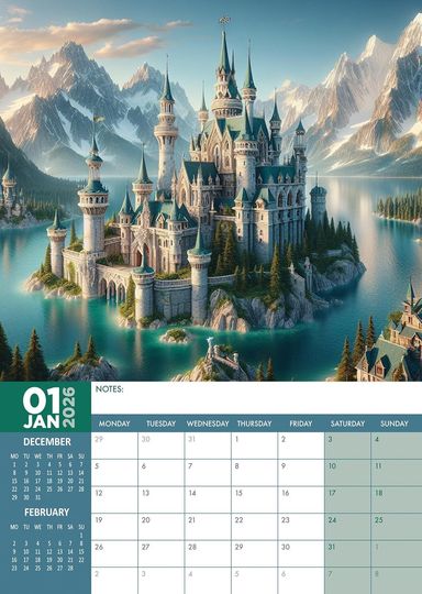 Fantasy Kingdom 2026 Wall Calendar: A3 Photography Print