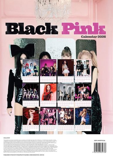2026 Black Pink Wall Calendar