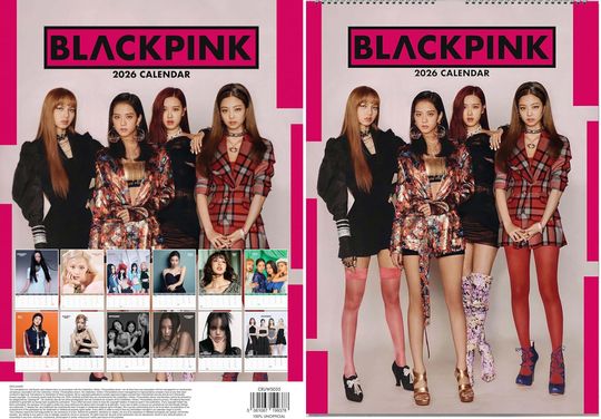 2026 Black Pink Wall Calendar