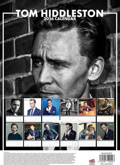 Tom Hiddleston 2026 Wall Calendar