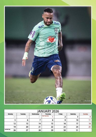 Neymar Jr. 2026 Wall Calendar