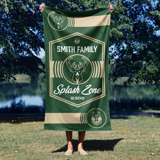 Milwaukee Bucks Beach Towel: Personalized NBA Jersey Fan Gift
