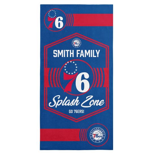 Philadelphia 76ers Beach Towel: Personalized NBA Dominion Style Fan Gift