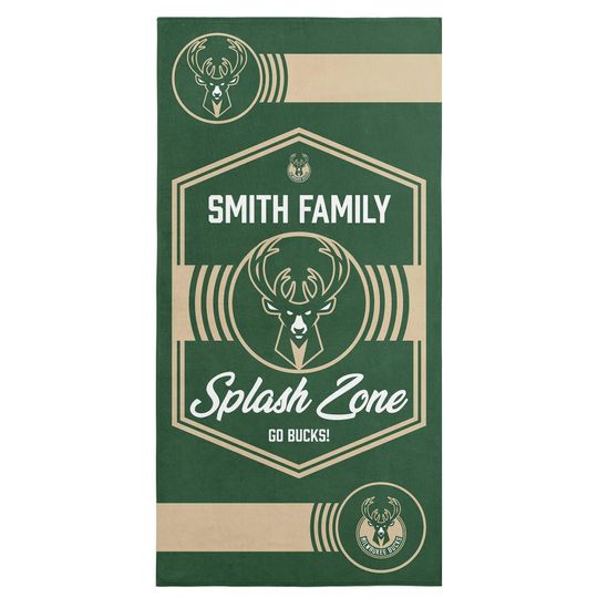 Milwaukee Bucks Beach Towel: Personalized NBA Jersey Fan Gift