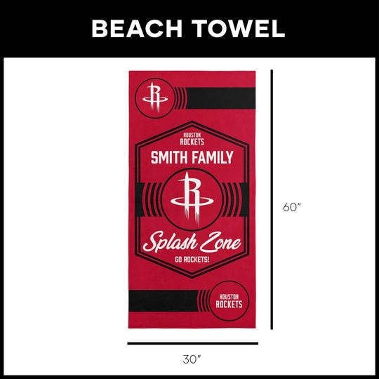 Houston Rockets Personalized Beach Towel: NBA Dominion Fan Gift
