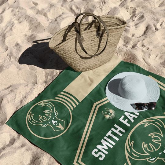 Milwaukee Bucks Beach Towel: Personalized NBA Jersey Fan Gift