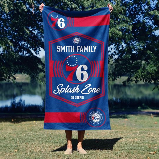 Philadelphia 76ers Beach Towel: Personalized NBA Dominion Style Fan Gift