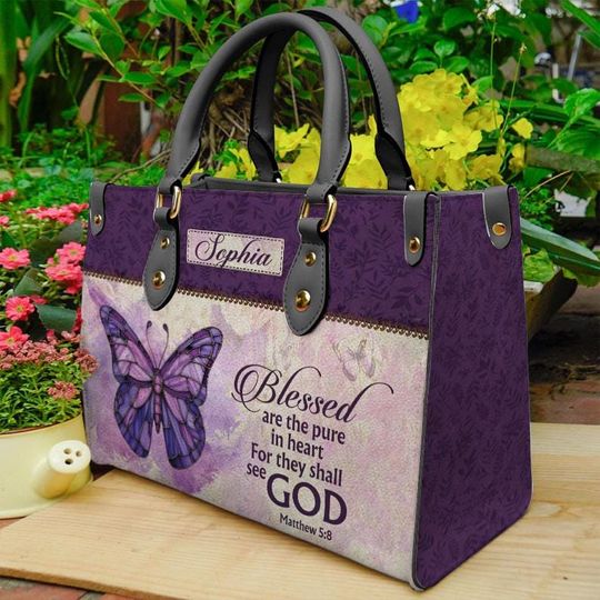 Custom Name Christian Leather Handbag - Tote Bag Religious Gift for Women, Jesus Lovers. Mother's Day Gift