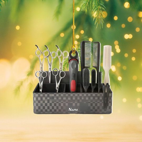 Personalized Hair Tools Kit Christmas Ornament, Hair Salon Ornament Decor, Hairdresser Ornament Gift, Hairstylist Lovers Ornament