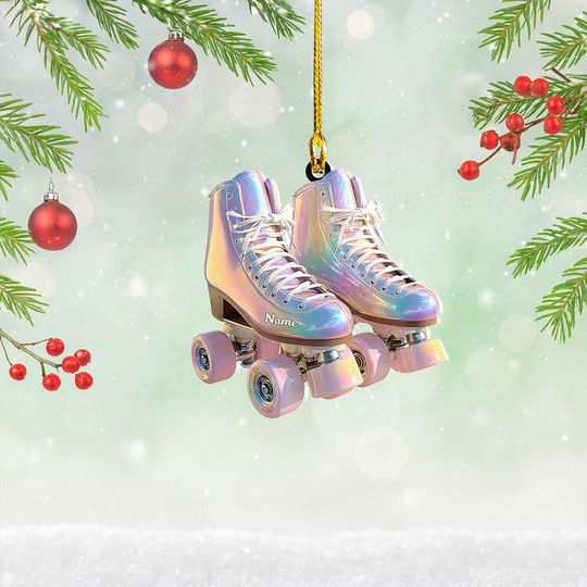 Personalized Roller Skates Christmas Ornament, Roller Derby Christmas Ornament Decor, Roller Skating Ornament, Skater Ornament