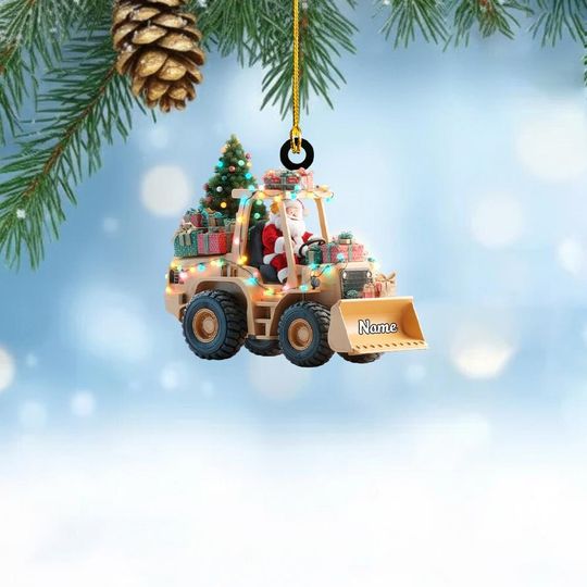 Wheel Loader Ornament, 2D Excavator Christmas Tree Decor, Heavy-duty Construction machine Keepsake, Wheel Loader Driver Xmas Gift