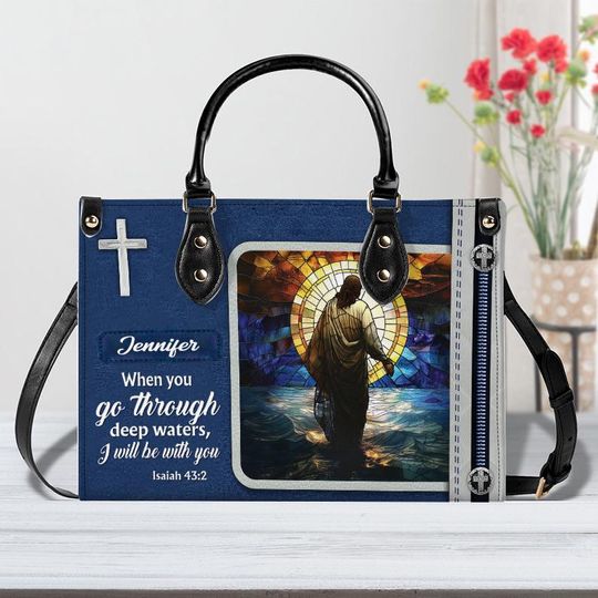 Custom Name Jesus Womens Leather Handbag, Christian Bags For Women, Religious Gifts, Handbag Gift For Jesus Lovers