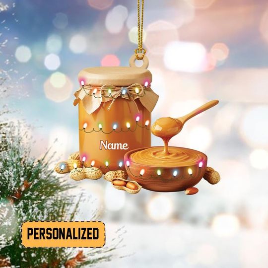 Personalized Peanuts Butter Christmas Ornament, Peanuts Butter Ornament Xmas Gift, Food Lovers Ornament, Peanut Butter Sandwich