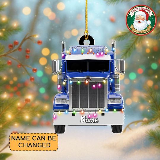 Personalized Semi Truck Christmas Ornament, Semi Truck Trailer Ornament, Christmas Gift for Truck Drivers and Hauling Enthusiasts