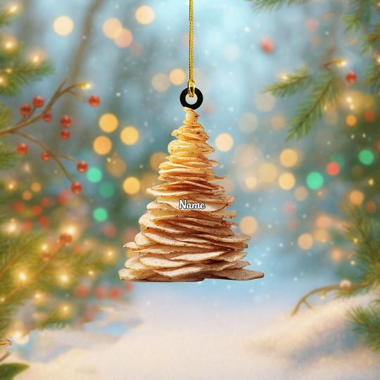Lovely Potato Christmas Tree Ornament, Potato Slices Chip Ornament, Potato Flat Hanging Decor, Potato Lovers Xmas Ornament Gift