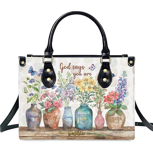 Personalized God Says You Are Leather Handbag, Christian Gift, God Faith Believers, Gift For Jesus Lovers Bags