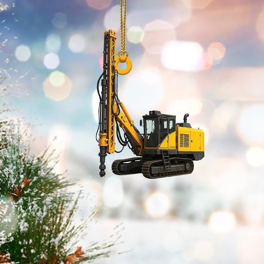 2D Flat Drilling Rig Ornament, Drilling Rig Down-the-hole Drill Machine Ornament Decor, Contractor Ornament Gift