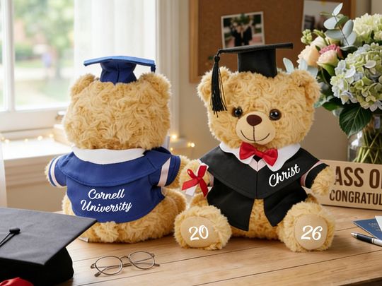 Personalized Graduation Teddy Bear with Name 2026, Class of 2026 Gift for Kids