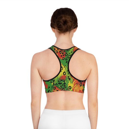 Jamaican Leopard Print Sports Bra