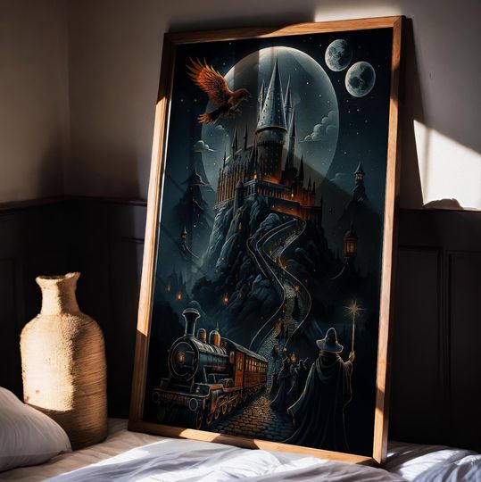 Hogwarts Castle Poster Wizard School Wall Art Harry Potter Inspired Printable